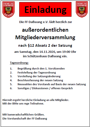ff außerordentlichen versammlung
